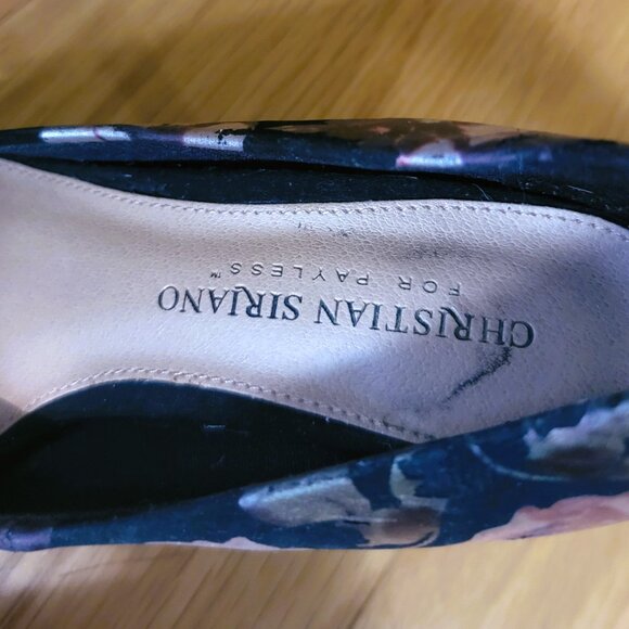 Chic Black Floral Pink Cream Lilac Design Silk Sheen Stiletto Heels 5.5 Comfort - Picture 2 of 16